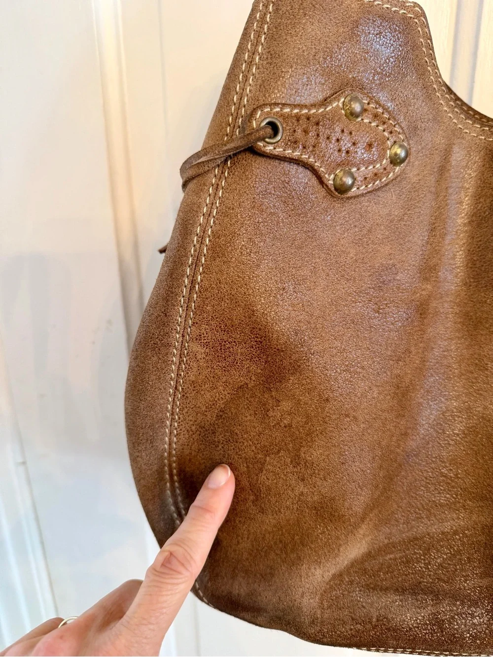 Brown Leather Boho Y2K Shoulder Hobo Bag